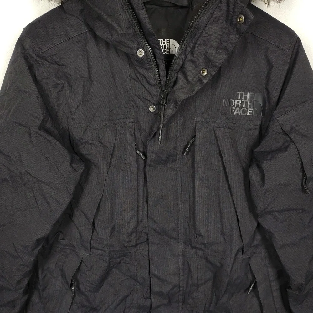The North Face Mens XS Black Hooded Insulated Parka Faux Fur Trim Down Coat